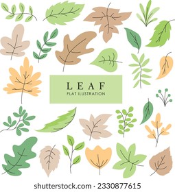 Set of leaves ilustration design element in flat style vector