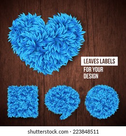 Set of leaves labels for Your design. Vector illustration.