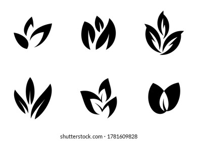 Logotipo del conjunto de hojas. Diseño de iconos. Elementos de plantilla