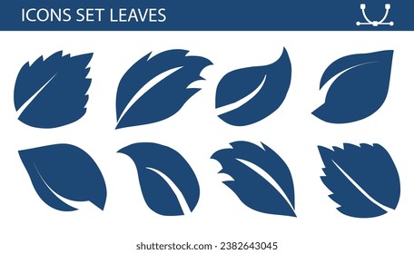 A set of leaves on a white background, for logos, designs, for the symbolism of the green planet