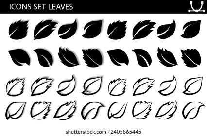 A set of leaves on a white background, for logos, designs, for the symbolism of the green planet