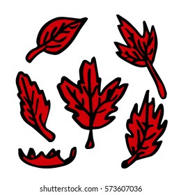 Set of leaves on white background vector illustration.  Cloth design, wallpaper, wrapping, textiles, paper, cards, invitations, holiday