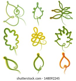 Set of leaves on white background.Vector 