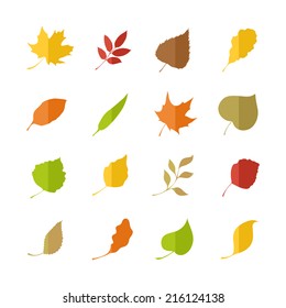 Set Leaves Pictograms Various Leaves Isolated Stock Vector (Royalty ...