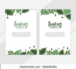 Set of leaves and plants background creative universal cover design templates