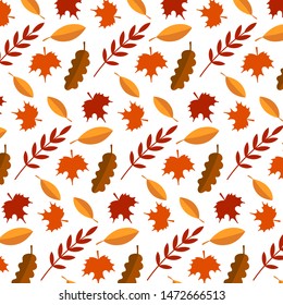 Set of leaves. Seamless pattern. Vector illustration. Best for autumn design. Fall elements
