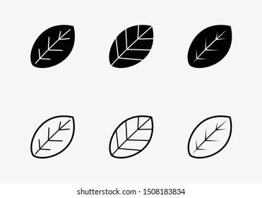 Set of leaves, silhouette and outline