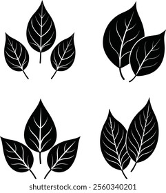 Set of leaves silhouette vector illustration