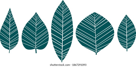Dibujo vectorial de hojas de siluetas