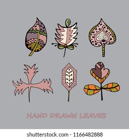 A set of leaves in the style of dudling.