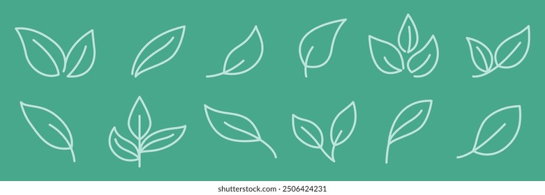 Set of Leaves of trees icons collection. green trees leaf Elements. vector Illustration.