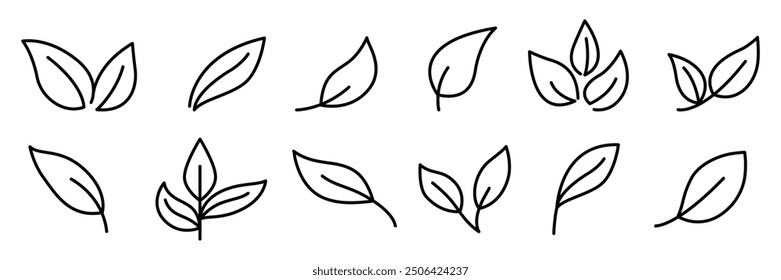 Set of Leaves of trees icons collection. green trees leaf Elements. vector Illustration.