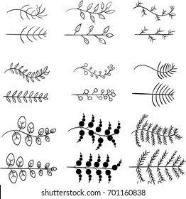 Set of the leaves and twigs