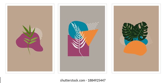 set hojas formas de fondo de arte vectorial mallart botánico