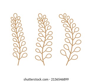set of leaves, Vector hand drawn set of various silhouette branches with leaves line, set of floral and leaf, Design element for cards, invitations, posters, posters, backgrounds