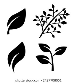 Set of Leaves vector set isolated on white background