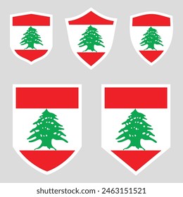 Set of Lebanon Flag in Shield Shape Frame