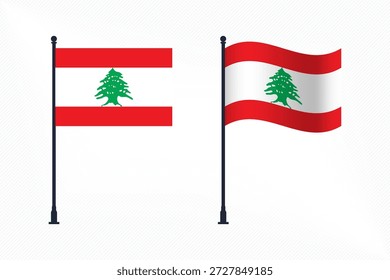 Set of Lebanon Flags Isolated for Independence Day Celebration