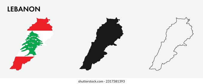 Mapa del Líbano aislado en fondo blanco, diseño de ilustración vectorial