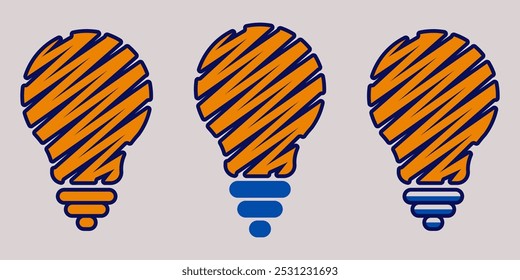 A set of led bulb icon like origami. concept of illumination, eco friendly, save electricity, environmental care, ecological. flat style trend logotype design vector illustration