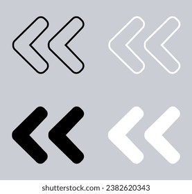 Set of Left arrow icon. Previous icon sign symbol in trendy flat style. Left arrow vector icon illustration isolated on gray background