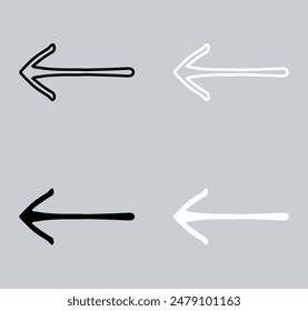 Set of Left arrow icon. Previous icon sign symbol in trendy flat style. Move backward vector icon illustration isolated on gray background