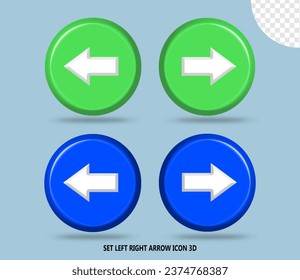 set of left and right arrow button icon 3D 
