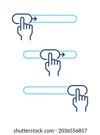 Conjunto de interruptores de botón izquierdo a derecho. Activado, Desactivar (Off) para activar los iconos de la línea azul del deslizador. Bloquear y desbloquear símbolos de control