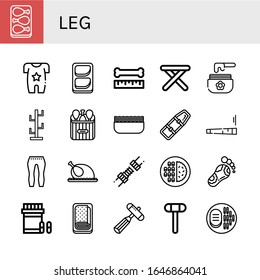 Set of leg icons. Such as Chicken leg, Body, Chicken breast, Bone, Stool, Wax, Coat stand, Minced meat, Spinal board, Joint, Leggings, Chicken, Meat, Reflexology, Analgesic , leg icons