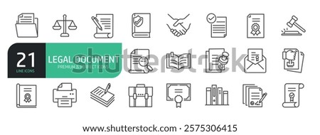 Set Of Legal Document Line Icons.