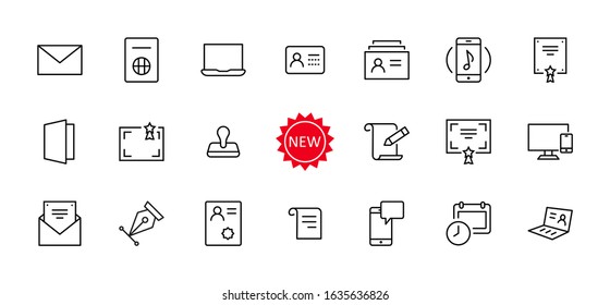 Set of Legal Documents Related Vector Line Icons. Contains such Icon as Visa, Contract, Declaration, License, Permission, Grant and more. Editable Stroke. 32x32 Pixels