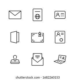 Set of Legal Documents Related Vector Line Icons. Contains such Icon as Visa, Contract, Declaration, License, Permission, Grant and more. Editable Stroke. 32x32 Pixels