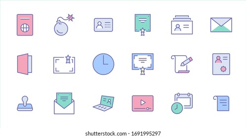 Set of Legal Documents Related Vector Line Icons. Contains such Icon as Visa, Contract, Declaration, License, Permission, Grant and more. Editable Stroke. 32x32 Pixel Perfect