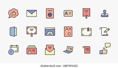 Set of Legal Documents Related Vector Line Icons. Contains such Icon as Visa, Contract, Declaration, License, Permission, Grant and more. Editable Stroke. 32x32 Pixel Perfect