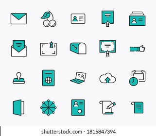 Set of Legal Documents Related Vector Line Icons. Contains such Icon as Visa, Contract, Declaration, License, Permission, Grant and more. Editable Stroke. 32x32 Pixel Perfect