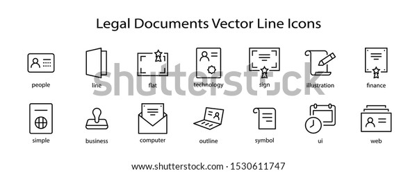 Set Legal Documents Related Vector Line Stock Vector Royalty Free