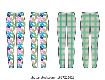 Set of leggins with print back and front.