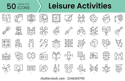 Set of leisure activities at home icons. Line art style icons bundle. vector illustration