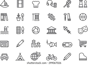 Set of LEISURE outlined icons