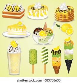 set of lemon desserts vector illustration
