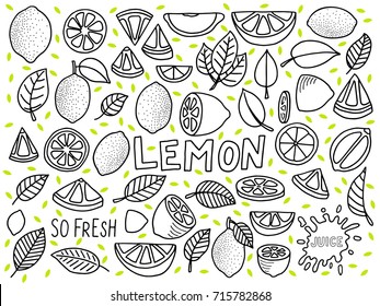 Set With Lemon Doodle Icon