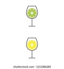 a set of lemon and glass icons