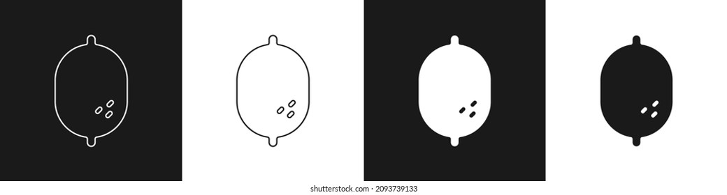 Set Lemon icon isolated on black and white background.  Vector