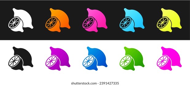Ajuste el icono de limón aislado sobre fondo blanco y negro.  Vector
