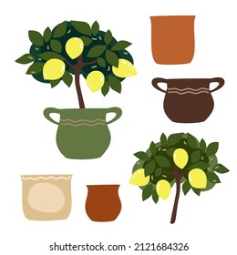 Set Lemon indoor tpee for interior home and office, cartoon flat vector element design.