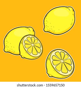 set of lemon isolated for decoration