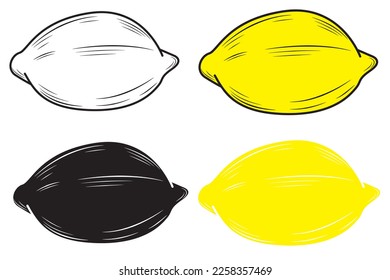 Set of Lemon isolated on white background. Vector illustration.