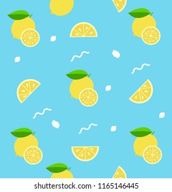 Set of lemon on blue background vector.