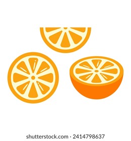 Set of  lemon or orange. Simple icon on white background