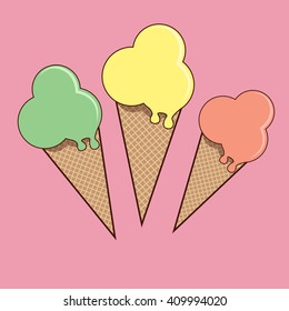set of lemon vanilla sherbet ice cream vector design 